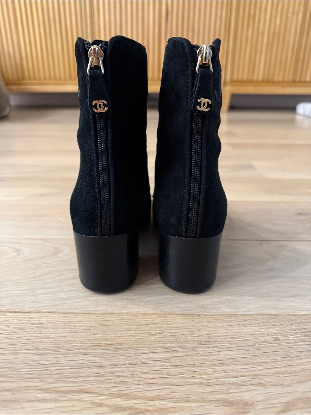 Chanel Black Suede Lace-Up Ankle Boots size 38 - Picture 3 of 6